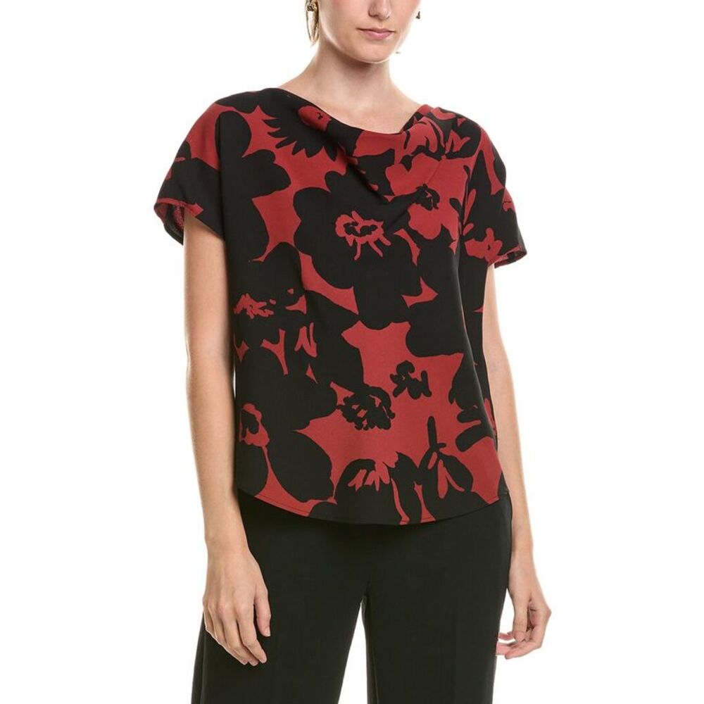 Anne Klein Womens  Printed Blouse, Black
